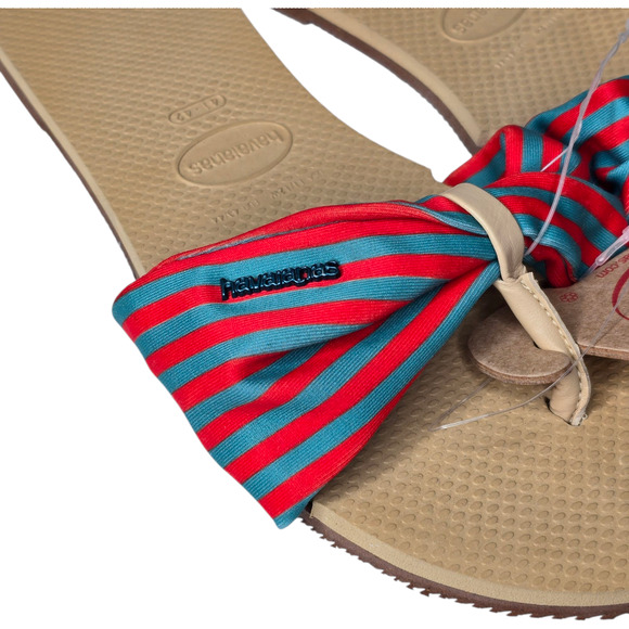 Havaianas You Saint Tropez Sandals Red Teal Stripe Size 11/12W - Picture 6 of 9